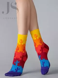 Мужские носки с красочным дизайнерским принтом в виде кактусов Omsa JSFREE STYLE 618 (5 пар) assorti bordo oms