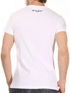 Хлопковая футболка с ярким принтом на груди белого цвета HOM 03313cW5