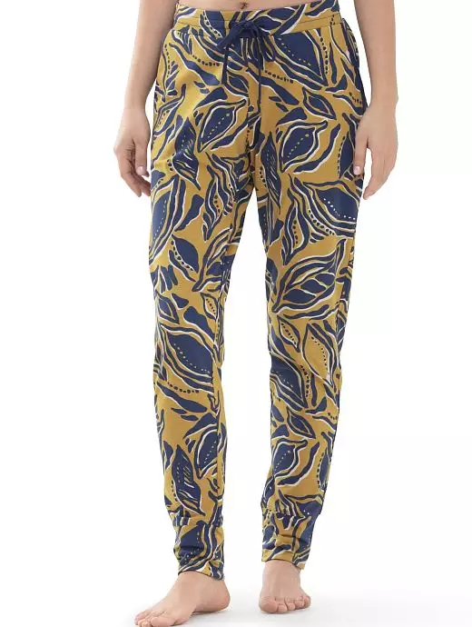 Трикотажные брюки с эффектным принтом золотистого цвета Mey 17459c79