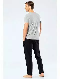Пижама выполнена из высококачественного хлопка и мягкого модала из футболки и брюк LT2192-1 Cacharel серый с черным