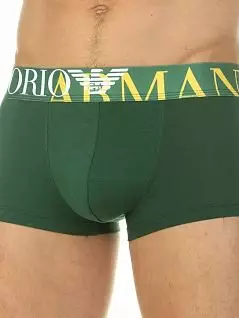 Хлопковые боксеры на пришивной резинке зеленого цвета Emporio Armani RT39747