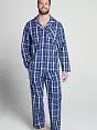 Пижама из хлопковой фланели (рубашка на пуговицах брюки с резинкой на талии) синего цвета JOCKEY 50091c56C