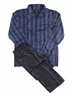 Стильная мужская пижама из тончайшего специально обработанного хлопка синего цвета в полоску HOM Lord 04626cB9