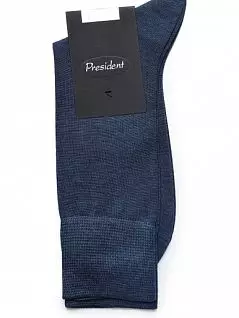 Носки из шелковистого мерсеризованного хлопка на широкой мягкой резинке синего цвета President 920c352