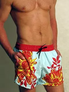 Стильные пляжные мужские шорты с ярким цветочным принтом HOM Flor 07442cY5