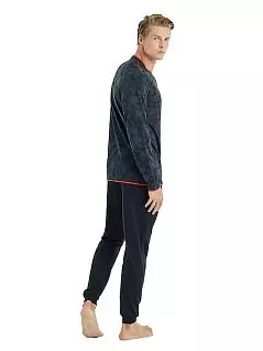 Стильная пижама ( лонгслив с окантовкой на планке и брюки на манжетах ) LTBS30954 BlackSpade антрацит