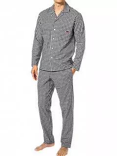 Стильная мужская пижама из мягкой хлопковой ткани типа байки в мелкую чёрно-белую клетку HOM 40c1504cPK07