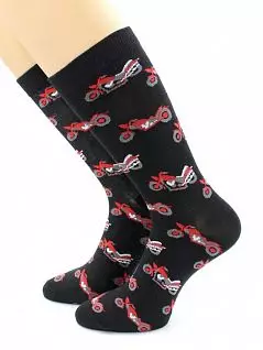 Мужские носки с принтом "Байк" черного цвета Hobby Line RTнус80130-13-06-04