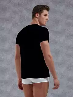 Стильная мужская футболка черного цвета на пуговицах Doreanse Premium 2565c01