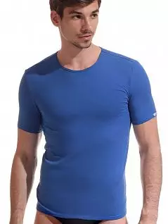 Мужская футболка синего цвета с коротким рукавом из эластичного хлопкового трикотажа Jolidon DT12блмФмн Dark_blue