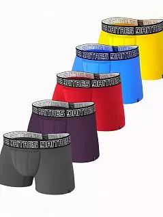 Набор трикотажных трусов контрастных оттенков (5шт) DAITRES SET-BCL-03-05-06-07-08-D Фиолетовый, Серый, Желтый, Красный, Бирюзовый