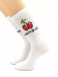  Мягкие носки из хлопка с надписью "Полусладкая" белого цвета Hobby Line RTнус80159-33-13