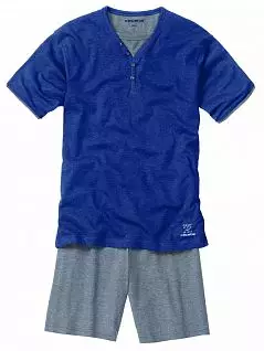 Пижама из футболки с короткими рукавами и шорты синего цвета Ceceba FM-30714-631