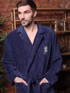 Уникальный халат из ткани Трига бамбук Five Wien FW1641 джинс