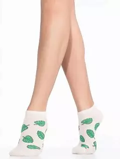Укороченные носки с принтом "листья" из хлопка Giulia JSWS1C 011 (5 пар) panna melange gul
