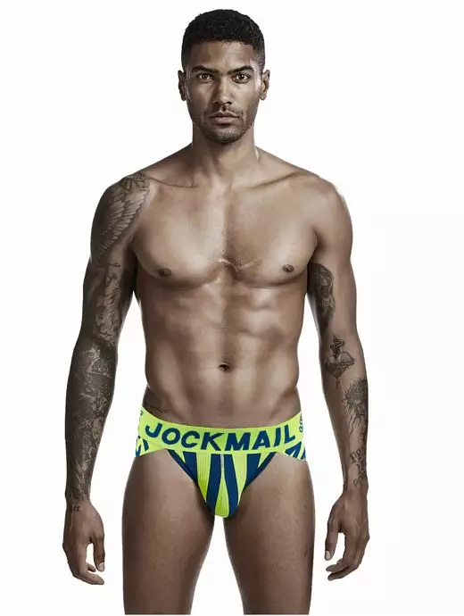 Полосатые брифы на брендированной резинке желтого цвета JOCKMAIL RTJM2026-13 Полосатые брифы на брендированной резинке желтого цвета JOCKMAIL RTJM2026-13