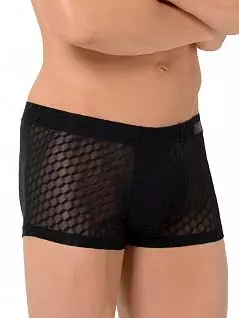 Сексуальные боксеры из мягкой эластичной прозрачной сеточки с геометрическим орнаментом черного цвета HOM 01362c04