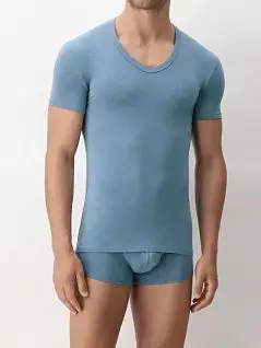 Приталенная модель мужской футболки итальянского качества голубого цвета Perofil VPRT92520c0421