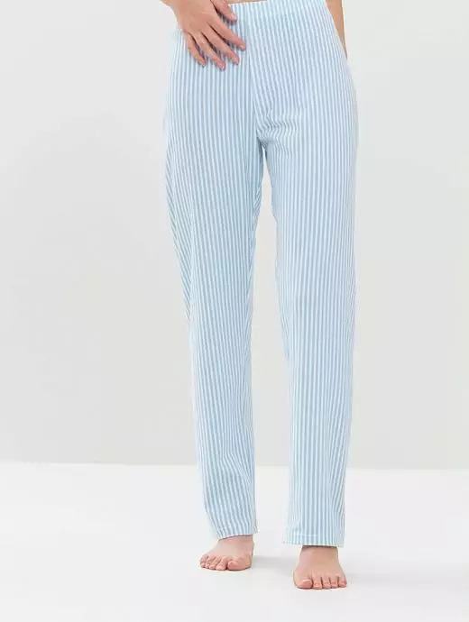Свободные брюки в полоску из хлопка бело-голубого цвета Mey 17203c309