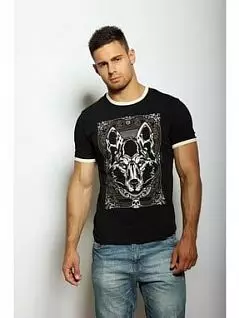 Мужская футболка с принтом "Волк" черного цвета Epatag RT010569m-EP