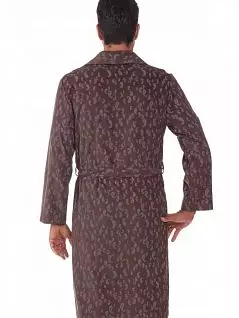 Благородный мужской халат из мелкого вельвета с рисунком огурцы  (рубчик очень мелкий) коричневого цвета PJ-B&B_Laurence marrone