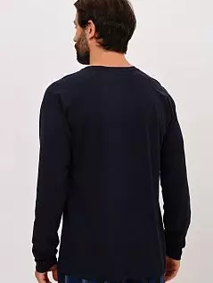 Мужская пижама (однотонный лонгслив и брюки с карманами в клетку) синего цвета Jockey 500205c498
