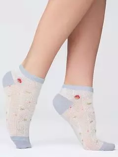 Нежные носки из тканого рисунка с просветным узором Giulia JSWS2 SUMMER 02 (5 пар) bianco / blue gul