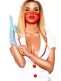 Ролевой костюм соблазнительной медсестры ( белый халат с красными пуговицами прозрачно-красными перчатками, интригующей повязкой на лицо и головным убором) Devil & Angel VODA_7028 doctor Белый
