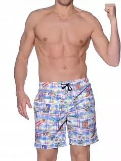 Пляжные шорты с принтом на шнурке с металлическими наконечниками с цветным принтом HOM 07901cM9