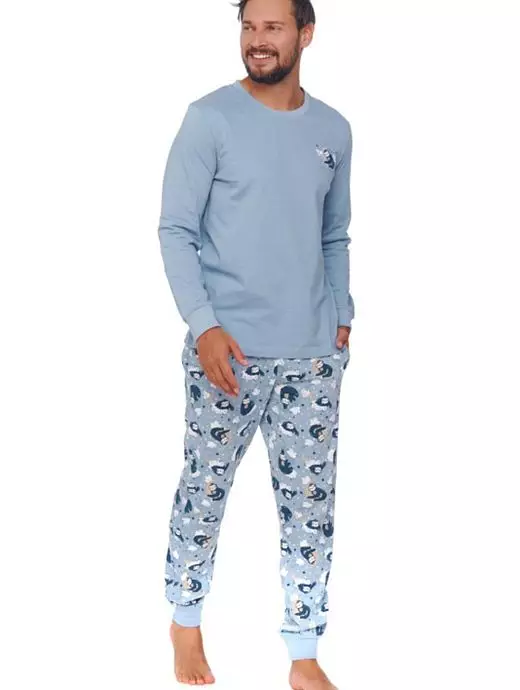 Мужская пижама с оригинальным дизайном из мягкого хлопка Doctor Nap VODN_PMB.4511 Flow Голубой