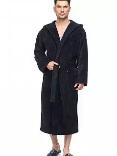 Бамбуковый халат под велюр PÊCHE MONNAIE №902 Темно-синий