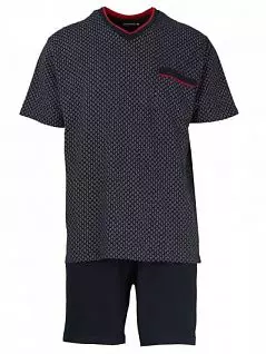 Хлопковая пижама (Футболка с коротким рукавом и V-образным вырезом) GOTZBURG FG451456/3XL-4XL Синий