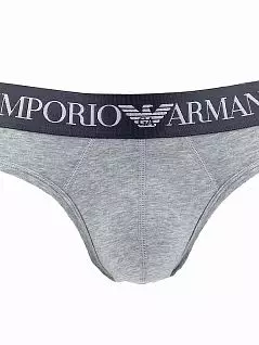 Брифы с широким поясом-резинкой с вышитым логотипом бренда серого цвета EMPORIO ARMANI 111285CC729c00048