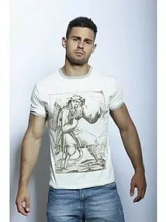 Мужская комфортная футболка с принтом "Костыль" белого цвета Epatag RT0503220m-EP