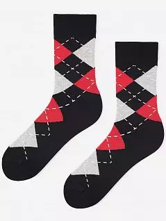 Хлопковые носки с добавлением полиамида Marilyn BT-RHOMBUS Черный + красный