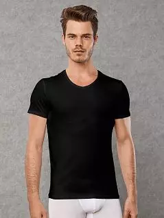 Эластичная футболка с небольшим V-образным вырезом черного цвета Doreanse 2800c01c1