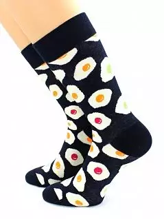 Оригинальные носки с принтом "яичница" черного цвета Hobby Line RTнус80128-03-06