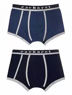 Мужские трусы боксеры с вышитым логотипом на резинке(2шт) Cacharel LT1324 Cacharel синий - индиго