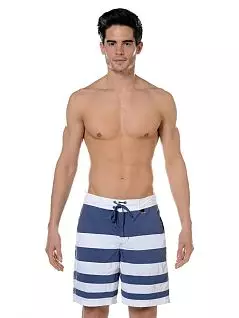 Пляжные шорты в широкую горизонтальную сине-белую полоску HOM 07545cN7