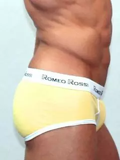 Яркие мужские трусы шортиками из хлопка жёлтого цвета с гульфиком Romeo Rossi Heaps R366-13 распродажа