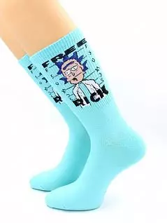 Мужские носки из хлопка и полиамида с принтом "Мультяшки - Рик и Морти" голубого цвета Hobby Line RTнус80158-16-05-02