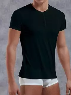 Стильная мужская футболка черного цвета на пуговицах Doreanse Premium 2565c01 распродажа