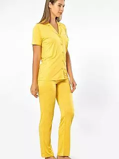 Пижама из вискозы (из рубашки на пуговицах-жемчужинках и брюк прямого кроя) Turen LT3291 Turen желтый