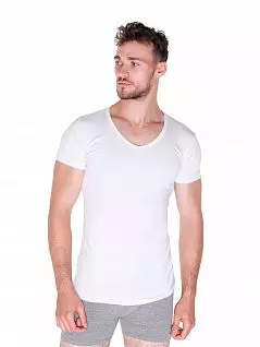 Хлопковая футболка с V-образным вырезом горловины LTOZ1049-A Oztas белый