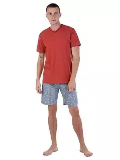 Хлопковая пижама ( футболка однотонная и шорты в полоску) Tom Tailor RT71075/5609