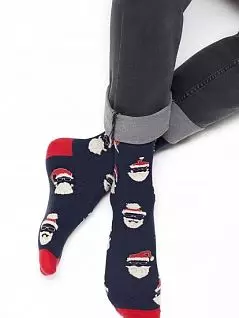Привлекательные носки тематическим рисунком "Санта-Клаус" Omsa JSSTYLE 506 (5 пар) blu oms