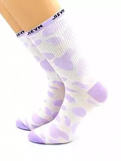 Комфортные носки с фиолетово-белым принтом "Коровий принт" Hobby Line RTнус80152-10-07