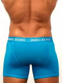 Эластичные мужские трусы боксеры голубого цвета удлиненные Romeo Rossi Long boxers R7001-10