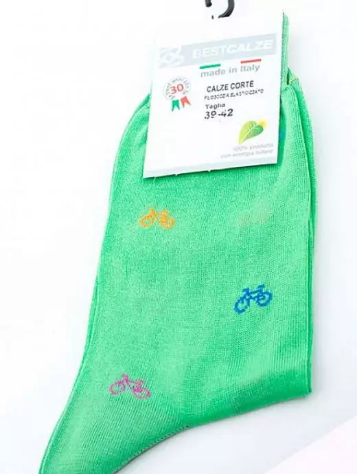 Яркие и оригинальные мужские носки с рисунком в разноцветные велосипеды салатового цвета Best Calze PJ-Best Calze_5772 велосипед