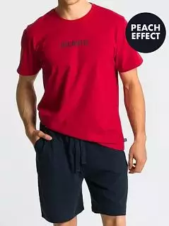 Пижама (футболка с брендированным принтом и шорты на завязках свободного кроя) Atlantic MW121150красный